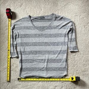 Market & Spruce Heather Gray Striped Long Sleeve Top